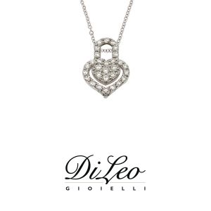 DI LEO Girocollo cuore con diamanti ct compl. 0,26 oro bianco 18 KT Daydream64/04