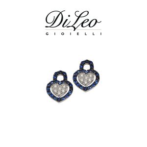 DI LEO Orecchini con diamanti ct compl. 0,14 oro bianco 18 KT e zaffiro Daydream65/01