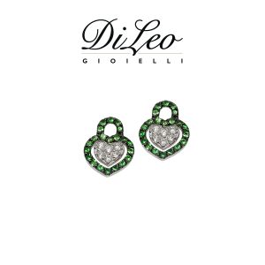 DI LEO Orecchini con diamanti ct compl. 0,14 oro bianco 18 KT e tsavorite Daydream65/03