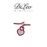 DI LEO Anello con diamanti ct compl. 0,09 oro bianco 18 KT e rubino Daydream66/02