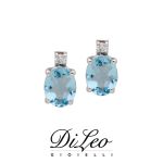 DI LEO Orecchini con diamanti ct compl. 0,02 e Acquamarina oro bianco 18 KT Daydream74/02