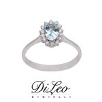 DI LEO Anello con diamanti ct compl. 0,20 e Acquamarina 0,63 oro bianco 18 KT Daydream75/03