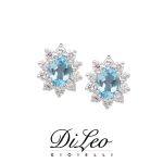 DI LEO Orecchini con diamanti ct compl. 0,30 e Acquamarina 0,66 oro bianco 18 KT Daydream76/01