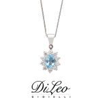 DI LEO Girocollo con diamanti ct compl. 0,15 e Acquamarina 0,33 oro bianco 18 KT Daydream76/02