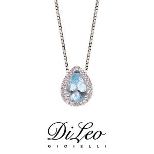 DI LEO Girocollo con Acquamarina ct 0,30 e diamanti ct 0,04 oro bianco 18 KT Daydream77/01