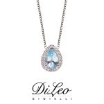 DI LEO Girocollo con Acquamarina ct 0,60 e diamanti ct 0,06 oro bianco 18 KT Daydream77/02