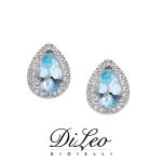 DI LEO Orecchini con diamanti ct compl. 0,08 e Acquamarina ct compl 0,60 oro bianco 18 KT Daydream78/01