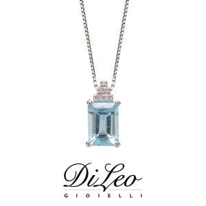 DI LEO Girocollo con Acquamarina ct 0,60 e diamanti ct compl 0,03 oro bianco 18 KT Daydream83/01