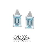 DI LEO Orecchini con diamanti ct compl. 0,05 e Acquamarina ct compl. 1,20 oro bianco 18 KT Daydream84/01