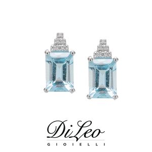 DI LEO Orecchini con diamanti ct compl. 0,05 e Acquamarina ct compl. 1,20 oro bianco 18 KT Daydream84/01