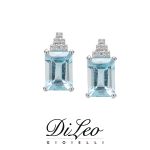 DI LEO Orecchini con diamanti ct compl. 0,05 e Acquamarina ct compl. 2,00 oro bianco 18 KT Daydream84/02
