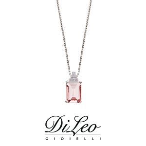 DI LEO Girocollo con Morganite ct 0,50 e diamanti ct compl. 0,03 oro bianco 18 KT Daydream86/03