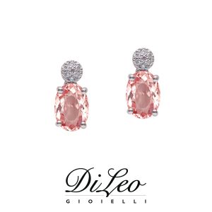 DI LEO Orecchini con diamanti ct compl. 0,06 e Morganite ct compl. 0,80 oro bianco 18 KT Daydream87/01