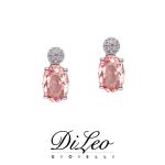 DI LEO Orecchini con diamanti ct compl. 0,06 e Morganite ct compl. 1,30 oro bianco 18 KT Daydream87/02