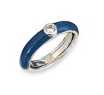 LABRIORO Anello in argento con smalto blu petrolio e zircone 1032/B