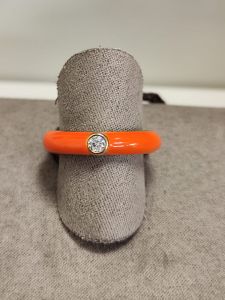 LABRIORO Anello in argento con smalto arancio e zircone 1032/G