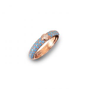 LABRIORO Anello in argento con smalto azzurro e zircone 1031/R