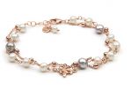 ISHWARA Bracciale a due fili con perle naturali bianche e grigie SS0414BR