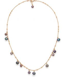 ISHWARA Collana con perle pendenti nere SS0448GR/BK