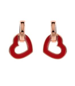 BRONZALLURE Orecchini Pendenti Con Doppio Elemento Smaltato Cuore e Maglia Ovale WSBZ02298.RED