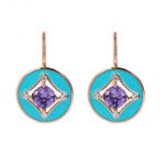 BRONZALLURE Orecchini Pendenti Étoile con Elemento Tondo Smaltato e Cubic Zirconia WSBZ02229.BLU-CI