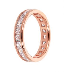 BRONZALLURE Anello Veretta con Cubic Zirconia Quadrate Taglio Princess WSBZ02265.WR-14