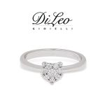 DI LEO Anello cuore con diamanti ct compl. 0,10 oro bianco 18 KT Daydream21/01