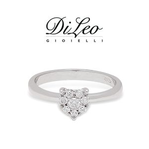 DI LEO Anello cuore con diamanti ct compl. 0,21 oro bianco 18 KT Daydream21/02