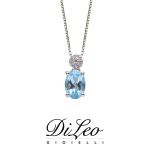 DI LEO Girocollo con diamanti ct compl. 0,03 e Acquamarina oro bianco 18 KT Daydream80/02