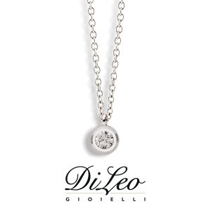 DI LEO Girocollo Punto luce con diamanti ct compl. 0,03 oro bianco 18 KT Daydream05/01