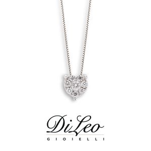 DI LEO Girocollo cuore con diamanti ct compl. 0,20 oro bianco 18 KT Daydream19/02