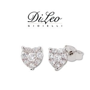 DI LEO Orecchini cuore con diamanti ct compl. 0,20 oro bianco 18 KT Daydream20/01