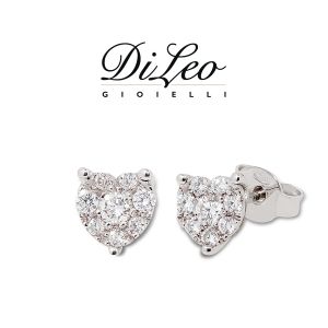 DI LEO Orecchini cuore con diamanti ct compl. 0,40 oro bianco 18 KT Daydream20/02