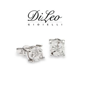 DI LEO Orecchini illusione con diamanti ct compl. 0,04 oro bianco 18 KT Daydream23/02