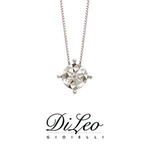 DI LEO Girocollo illusione con diamanti ct compl. 0,03 oro bianco 18 KT Daydream24/03