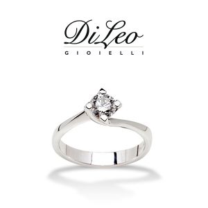 DI LEO Anello Solitario con diamanti ct compl. 0,07 oro bianco 18 KT Daydream32/02