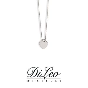DI LEO Girocollo Cuore maglia con diamanti ct compl. 0,01 oro bianco 18 KT Daydream35/04