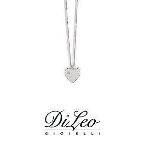 DI LEO Girocollo Cuore con diamanti ct compl. 0,02 oro bianco 18 KT Daydream35/05