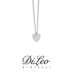 DI LEO Girocollo Cuore con diamanti ct compl. 0,02 oro bianco 18 KT Daydream35/05