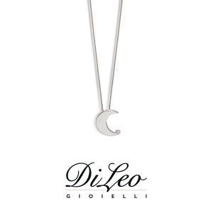 DI LEO Girocollo Luna con diamanti ct compl. 0,01 oro bianco 18 KT Daydream36/04