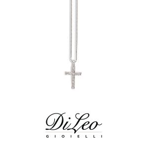 DI LEO Girocollo Croce Pavè con diamanti ct compl. 0,07 oro bianco 18 KT Daydream37/02