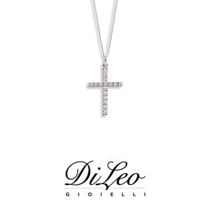 DI LEO Girocollo Croce con diamanti ct compl. 0,05 oro bianco 18 KT Daydream38/01