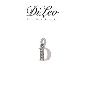 DI LEO Girocollo lettera D con diamanti ct compl. 0,02 oro bianco 18 KT Daydream39/04