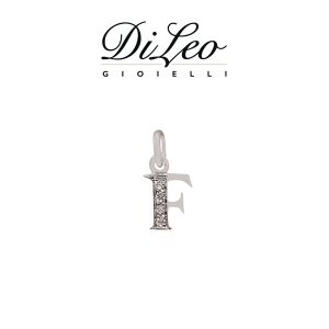 DI LEO Girocollo lettera F con diamanti ct compl. 0,02 oro bianco 18 KT Daydream39/06