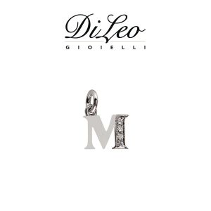 DI LEO Girocollo lettera M con diamanti ct compl. 0,02 oro bianco 18 KT Daydream39/12