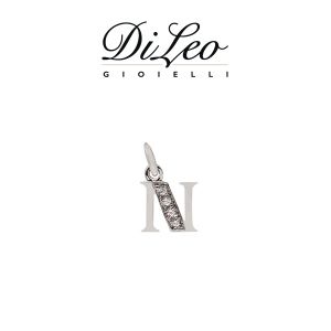 DI LEO Girocollo lettera N con diamanti ct compl. 0,02 oro bianco 18 KT Daydream39/13