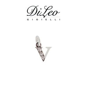 DI LEO Girocollo lettera V con diamanti ct compl. 0,02 oro bianco 18 KT Daydream39/20