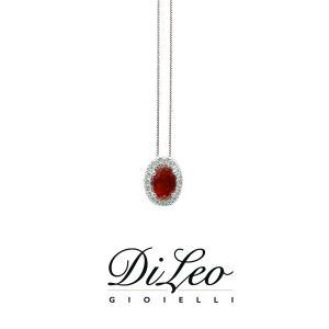 DI LEO Girocollo con diamanti ct compl. 0,07 oro bianco 18 KT e rubino Daydream40/02