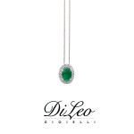 DI LEO Girocollo con diamanti ct compl. 0,07 oro bianco 18 KT e smeraldo Daydream40/03