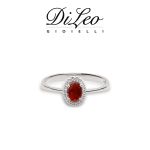 DI LEO Anello con diamanti ct compl. 0,07 oro bianco 18 KT e rubino Daydream42/02